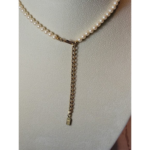 Vintage Victorian Art Nouveau Signed 1928 Yellow Gold Faux Pearl & Crystals - Picture 7 of 10